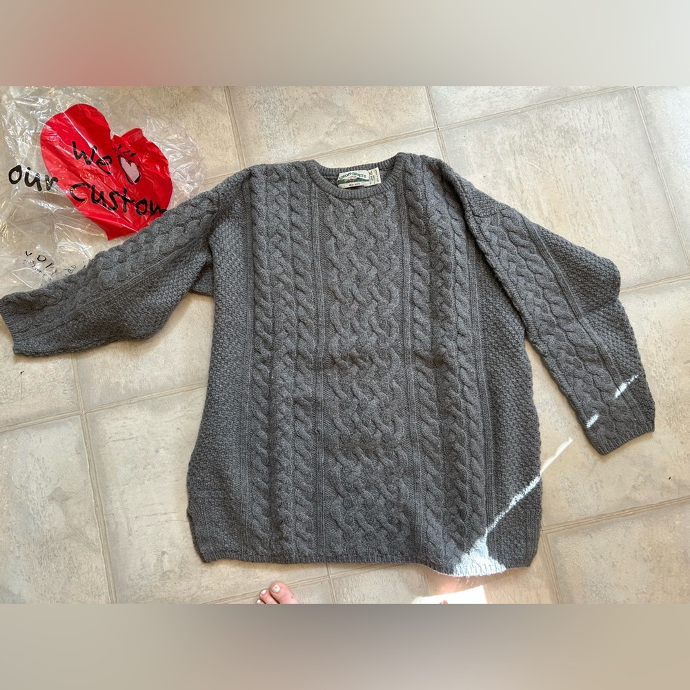 Aran Crafts Gray Cable Knit Cardigan